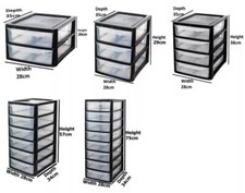 A4 PLASTIC TABLETOP DRAWER | SMALL CLEAR BLACK | DESKTOP ORGANISER HOME SCHOOL