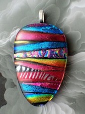 Dichroic Glass Pendant Northern Lights Aurora Rainbow Glow Fused Glass Art