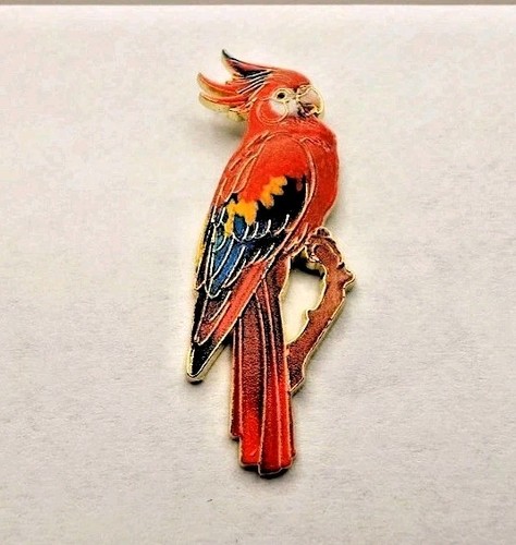 Scarlet macaw enamel - scarlet, vibrant