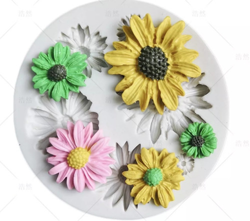 Daisy flowers fondant mold - 3d,