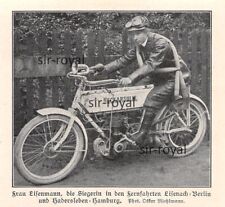 NSU Motorcycle with Winner Eisenmann from Race Eisenach Berlin - 1905 ~ 8x8cm