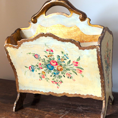 Vintage floral painted wooden