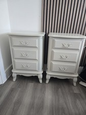 2x Laura Ashley Provencale 3 Drawer Bedside Table Dove Grey Good Used Condition