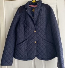 JOULES Hampton Navy Quilted Lightweight Jacket Elbow Patches Uk12