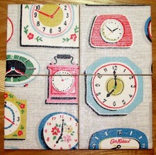 CATH KIDSTON 'CLOCKS GREY' - Set of 4 Unique Ceramic Coasters - Handmade Cotton