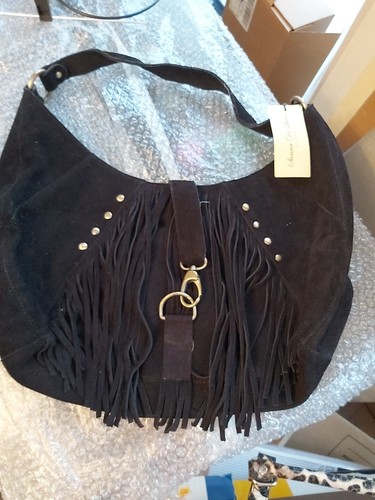 Black real suede - black, shoulder
