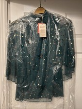 MONSOON SEQUINNED CAPE TOP TEAL NEW WITH TAGS SIZE 14