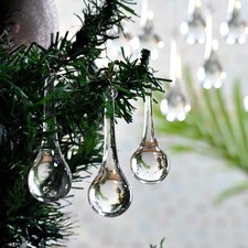 CRYSTAL DROPLETS x 20  CHRISTMAS TREE BAUBLES, GLASS Tree Ornaments, Vintage C07