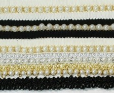 Pearl Beaded Lace Trim Ribbon