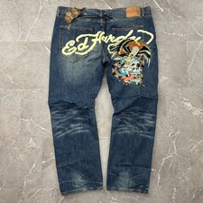 Vintage Ed Hardy Jeans Mens 48x34 Dead Stock Baggy Christian Audigier y2k Skull