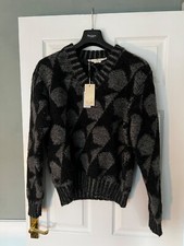 £465 GOLDEN GOOSE Mens Wool Jumper Sweater Knit Black Grey Star MADE IN ITALY S