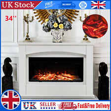 Electric Fire and Surround 34" White Electric Fire Suite Stove Heater 1-12 Flame