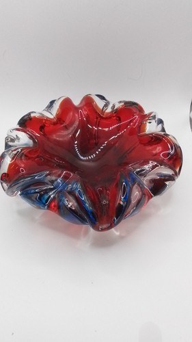 Murano style glass ashtray red - murano,