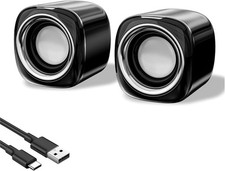 USB Wired PC Speaker Bluetooth Hi-Fi Stereo Clear Crisp Sound Powerful Bass 6W