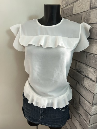 Zara basic white ruffle - zara, blouse