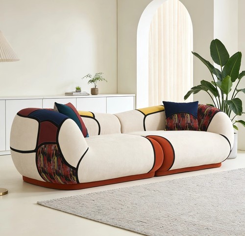 Modern curved sofa chenille - curved,