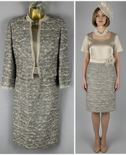 Luis Civit mushroom/grey flower detail mother of the bride dress suit 10