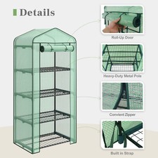 4 Tier Mini Greenhouse with Reinforced Cover Green House Portable Yard Indoor