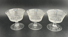 3 x Pall Mall Lady Hamilton Cut & Etched Glass Short  Coupe Glasses/Bowls 9cm