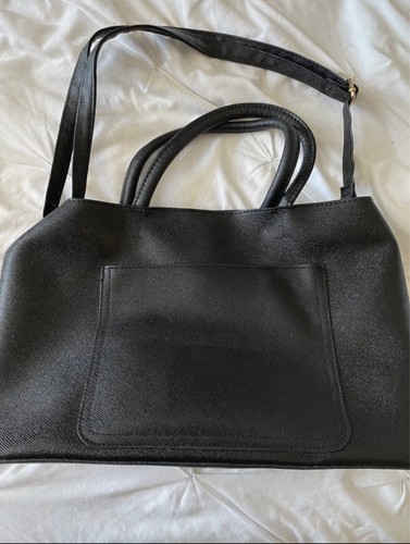 Structured black faux leather - black,
