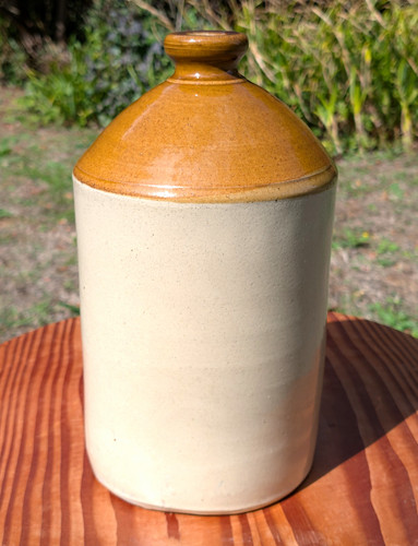 Antique plain stoneware flagon - plain,