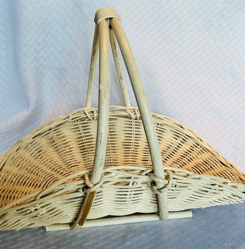 Vintage white wicker woven - wicker,