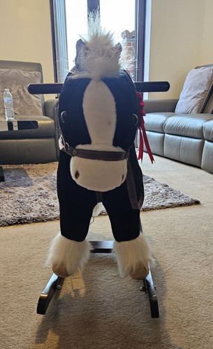 Black white plush rocking - black,