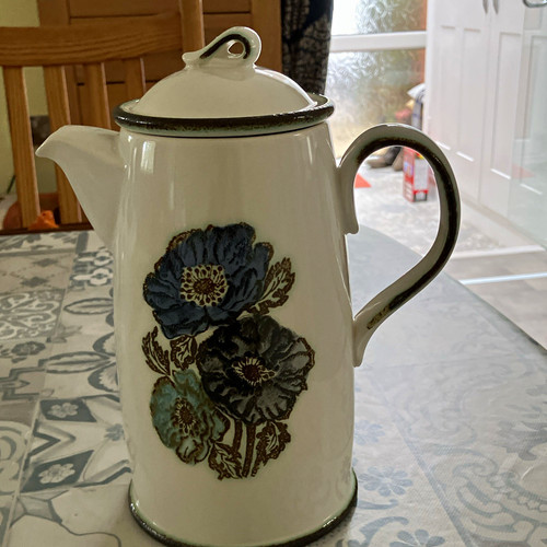 White blue floral ceramic - &,