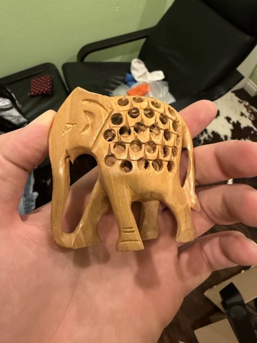 Hand carved wooden elephant - carved,