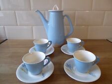 Vintage Figgjo Flint Norway Crocus Blue Coffee set Pot & 4 cups & Saucers
