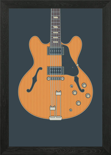 Riviera guitar framed wall art - guitar,