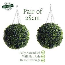 2 Best Artificial 28cm Green Boxwood Buxus Topiary Grass Wall Hanging Balls