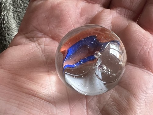 Large orange white blue glass - orange, blue,