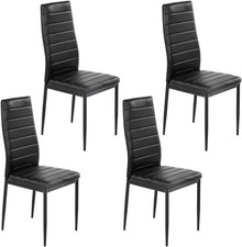 Dining Chairs Set of 4 Faux Leather Chrome Legs High Back Padded Seat Side Chair