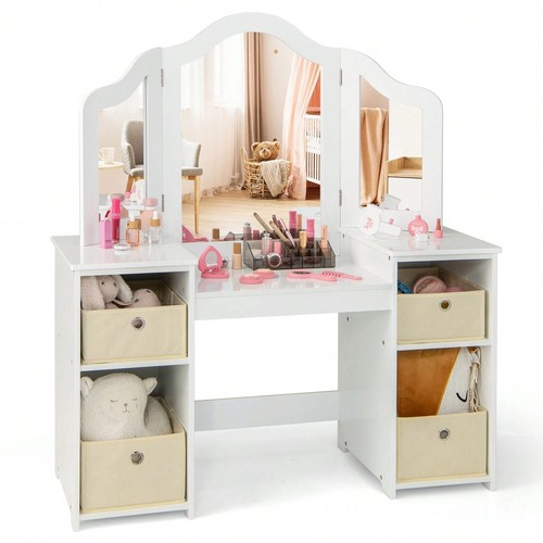 White kids vanity table - white,