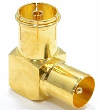90 Deg. Right Angle RF TV Aerial Coaxial Male Plug To Female Socket Gold Adapter