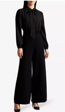 TED BAKER Jumpsuit Womens TB 2 UK 10 Leot Black Knit Wide Leg High Waist NEW