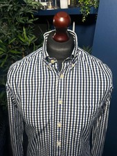 Hackett London Long Sleeve Shirt Blue Black Gingham Check Medium Tailored Fit
