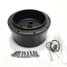69-94 Chevy Buick Nova Pontiac 9 Hole Full Billet Blk Steering Wheel Adapter Hub