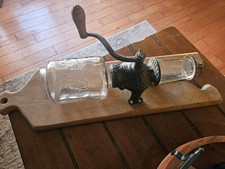 Antique Arcade Crystal No. 3 Wall Mount Coffee Grinder Cast Iron w/ Glass Hopper