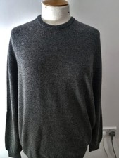 PRINGLE DOUBLE LAMBSWOOL CREW NECK SWEATER - Dk Grey- XL . 