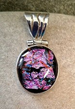 Handmade Dichroic Glass 0925 Sterling Silver Pendant