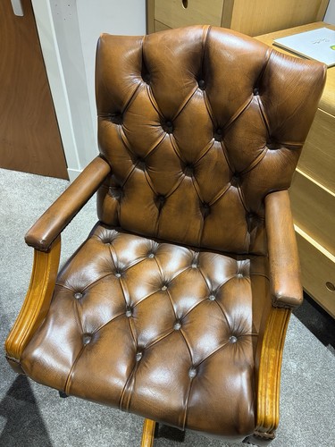 Tan leather chesterfield - leather,