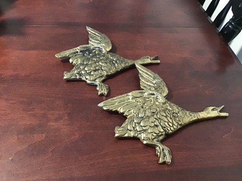 Vintage mcm brass flying ducks - brass,