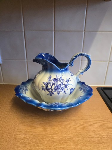 Vintage blue and white floral - and,