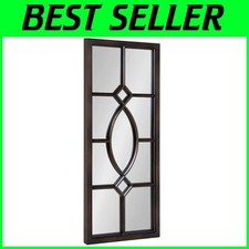 Traditional Style Window Wall Mirror, 13x30, Bronze
