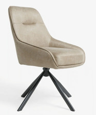 Set of 2 Natural Hamilton Swivel Monza Faux Leather Black Leg Dining Chairs NEXT