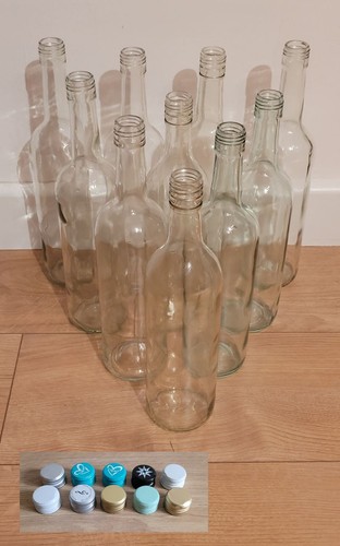10x empty clear wine bottles - 10x,