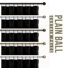 Extendable Curtain Pole 28mm Metal Poles with Fittings Finials Rings Rod Hooks