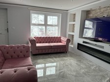 Sofa pink plush chesterfield